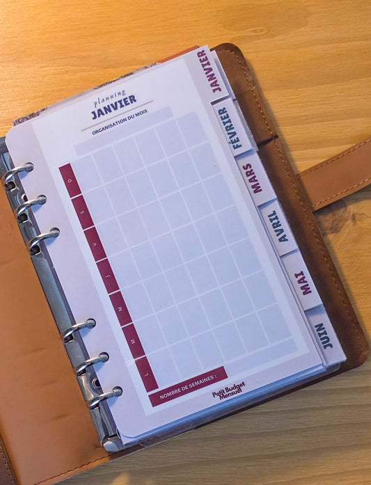 Planner budget 12 mois A6